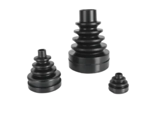 black rubber bellows used for vibration isolation and dust sealing