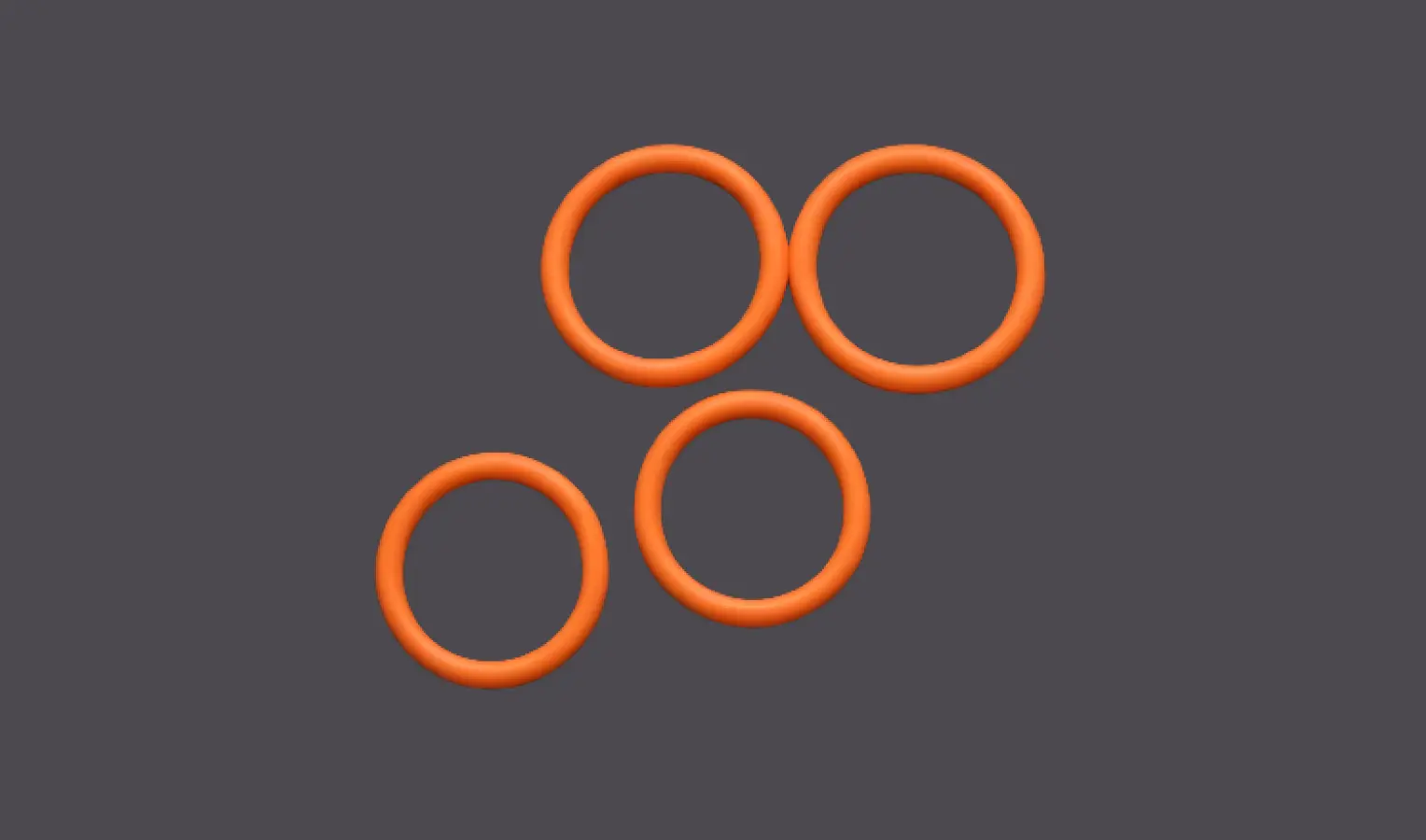 4 Orange Rubber O-Rings