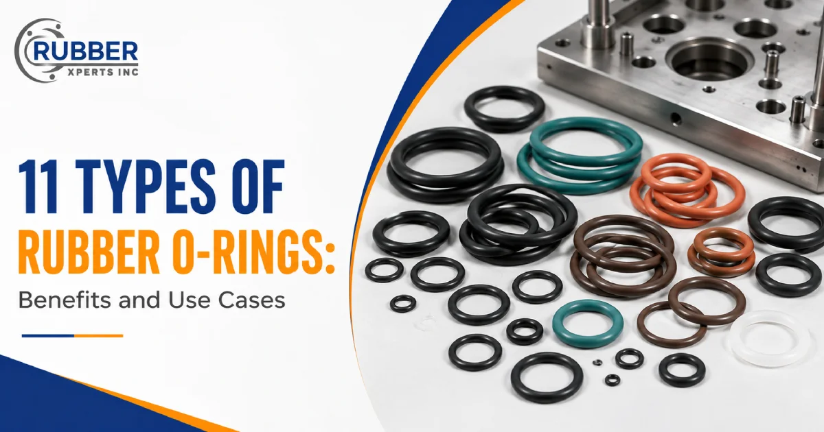 11 types of rubber O-rings showing different materials and applications