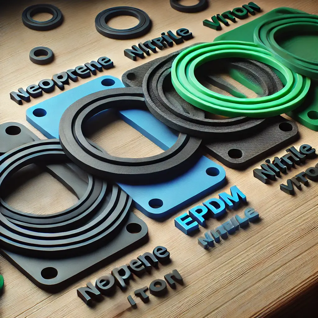 Varieties of rubber flange gaskets for industrial use.