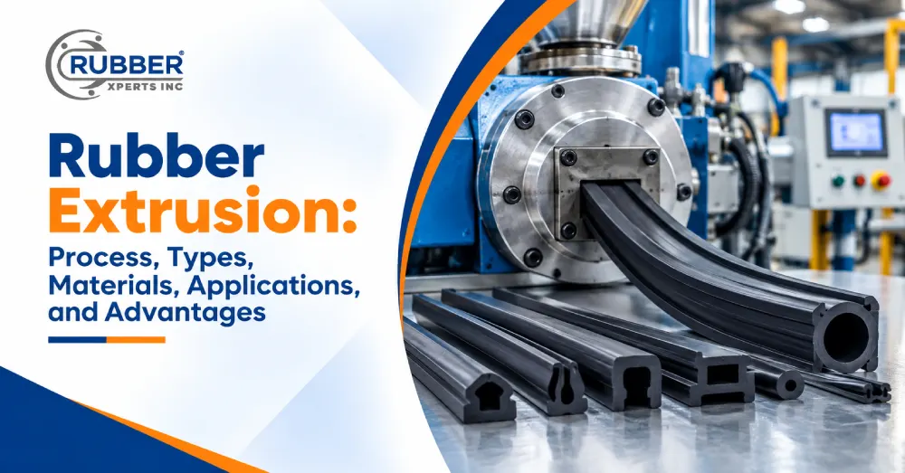 Rubber extrusion process with extruder machine and custom rubber profiles