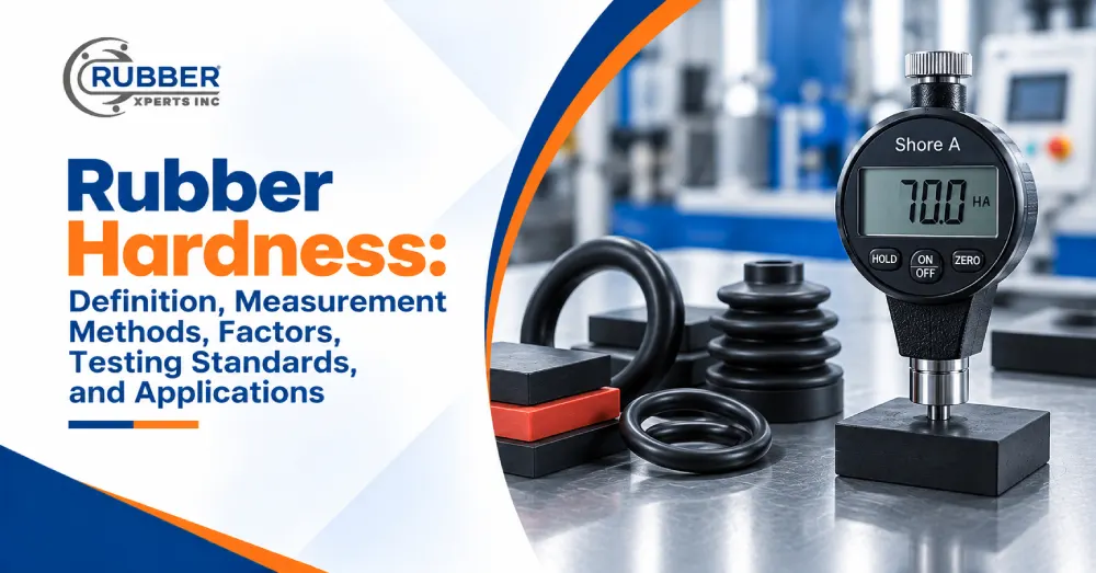 Rubber hardness measurement using a Shore A durometer for industrial rubber testing
