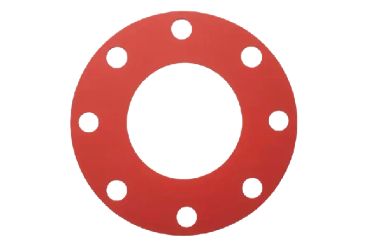 Full-face flange gasket covering entire flange surface for low-pressure piping applications